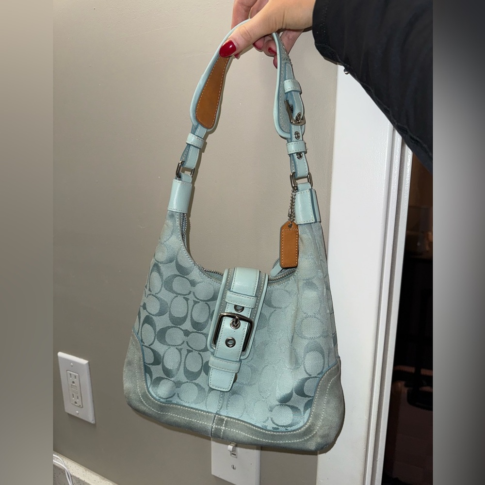 Y2K VINTAGE Coach Hamilton Baby Blue Monogram Hobo Bag